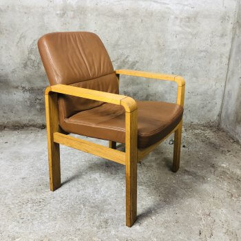Vintage Sedus stoel in massief hout en zacht leer
